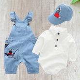 Yacht - Baby Boy Denim Overalls & Sailing Boat Romper Set.